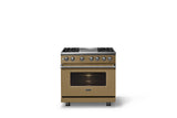 36"W. Dual Fuel Range (Burner: 4g, Finish: Golden Hour, Trim: Polished Chrome, Fuel: Natural Gas)