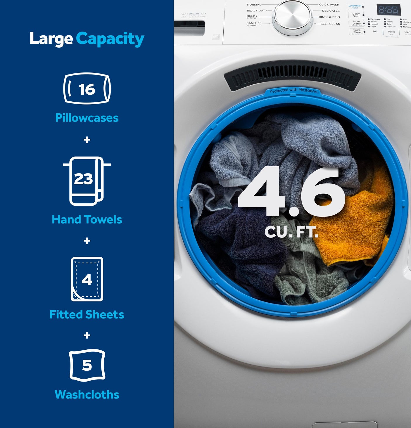 GE® ENERGY STAR® 4.6 cu. ft. Capacity Smart Front Load Washer with UltraFresh Vent System with OdorBlock™