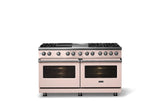 60"W.Dual Fuel Range (Finish: Blush, Trim: Polished Chrome, Fuel: Natural Gas)