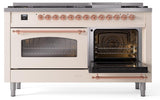 Nostalgie II 60 Inch Dual Fuel Liquid Propane Freestanding Range in Antique White with Copper Trim