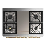 ILVE UMD40FQNR3BGG Majestic III 40 inch Dual Fuel Range with 6 Burners and Griddle, Dual Function Burner up to 25,000 BTU (Natural Gas, Solid Door, Blue Grey, Brass)