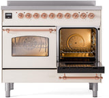 Nostalgie II 40 Inch Electric Freestanding Range in Antique White with Copper Trim