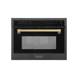 ZLINE Autograph Edition 24" 1.6 cu ft. Built-in Convection Microwave Oven in Black Stainless Steel and Champagne Bronze Accents (MWOZ-24-BS-CB)