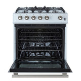 Forno Leonardo Espresso 30-Inch White Gas Range, 5 Burners, 39,500 BTU, 5 cu.ft Convection Oven