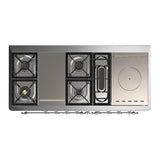 ILVE UM60FSNR3AWCLP Majestic III 60 inch Dual Fuel Range with 7 Burners, Griddle and French Top, Dual Function Burner with up to 25,000 BTU (Liquid Propane, Triple Glass Door, Antique White, Chrome)