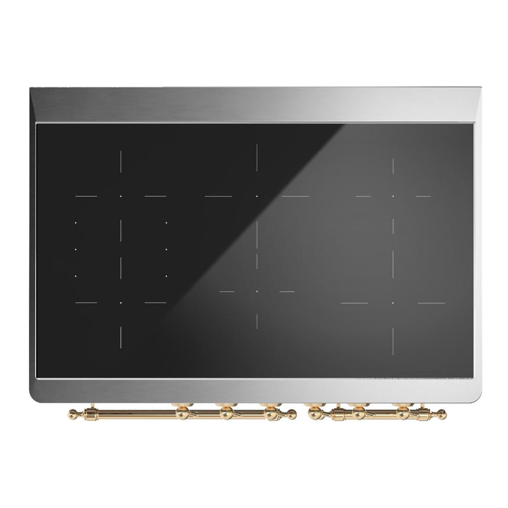 ILVE UMDIB40QNR3EGG Majestic III 40 inch Induction Range with 6 Elements, 3.82 cu. ft. Total Oven Capacity (Solid Door, Emerald Green, Brass)