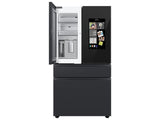 Bespoke 4-Door French Door Refrigerator (29 cu. ft.) - with Top Left and Family Hub™ Panel in Charcoal Glass - and Matte Black Steel Middle and Bottom Door Panels
