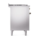 ILVE UN48FQNMPSSBLP Nostalgie II Noblesse 48 inch Dual Fuel Range (8 Sealed Burners + Griddle, Liquid Propane, Solid Door, Stainless Steel, Burnished)