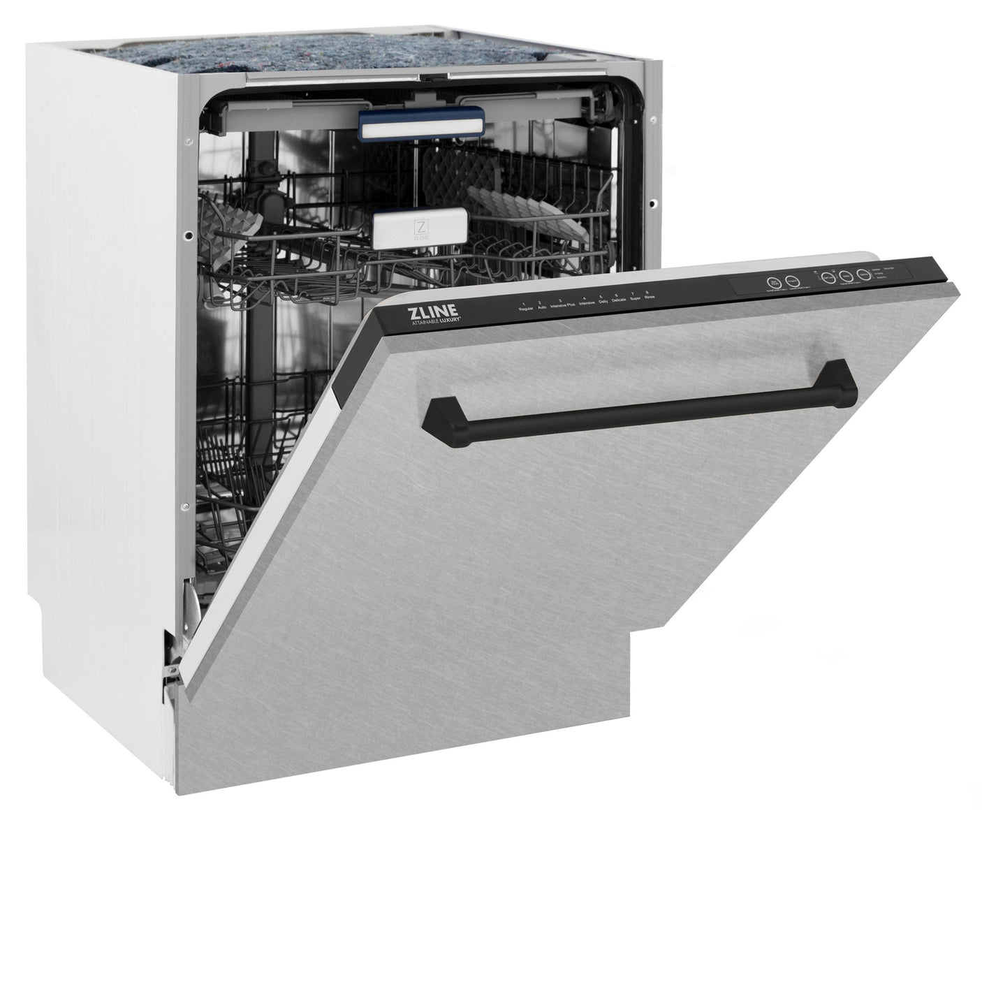 ZLINE Autograph Edition 24" 3rd Rack Top Control Tall Tub Dishwasher in DuraSnow Stainless Steel with Accent Handle, 51dBa (DWVZ-SN-24) [Color: Matte Black]