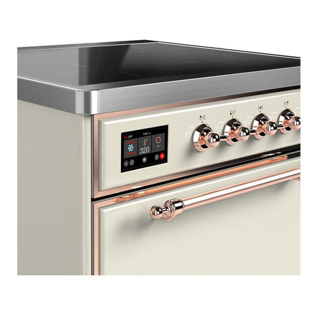 ILVE UMIB30QNR3AWP Majestic III 30 inch Induction Range with 4 Elements, 4 cu. ft. Oven Capacity (Solid Door, Antique White, Copper)