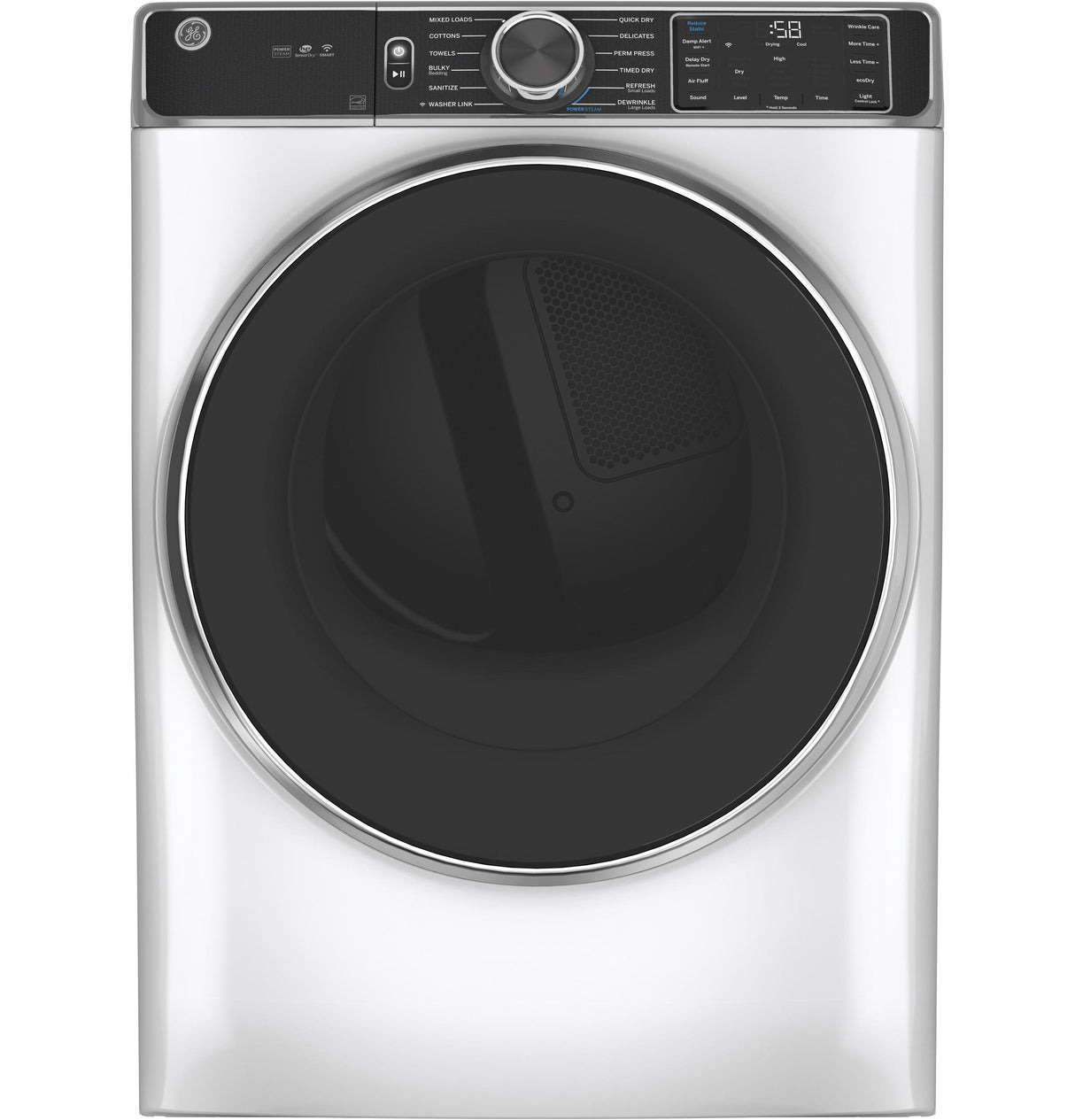 GE® ENERGY STAR® 7.8 cu. ft. Capacity Smart Front Load Electric Dryer with Steam and Sanitize Cycle