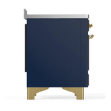 ILVE UMIB48QNR3MBG Majestic III 48 inch Induction Range with 6 Elements, 5.02 cu. ft. Total Oven Capacity (Solid Door, Midnight Blue, Brass)