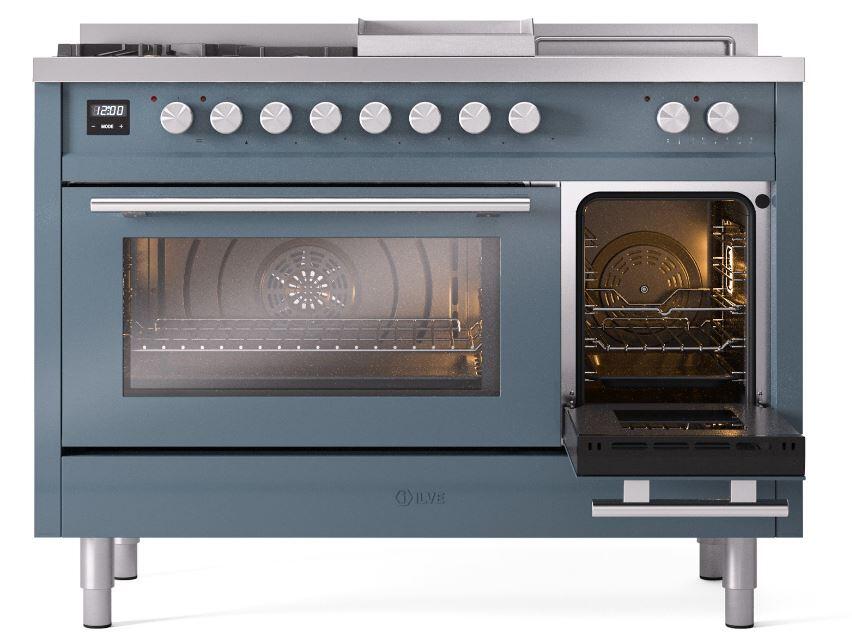Professional Plus II 48 Inch Dual Fuel Liquid Propane Freestanding Range in Blue Grey with Trim