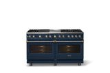 60"W.Dual Fuel Range (Finish: Slate Blue, Trim: Polished Chrome, Fuel: Propane)