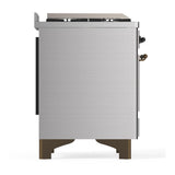 ILVE UM36FQNR3SSB Majestic III 36 inch Dual Fuel Range with 6 Black Brass Burners and Griddle, Dual Function Burner up to 25,000 BTU (Solid Door, Stainless Steel, Burnished, Natural Gas)