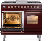 Nostalgie II 40 Inch Dual Fuel Liquid Propane Freestanding Range in Burgundy with Copper Trim