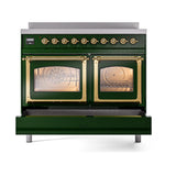 ILVE UNDI406NMPEGG Nostalgie II Noblesse 40 inch Induction Range (Triple Glass Door, Emerald Green, Brass)