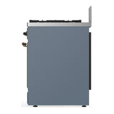 ILVE UM30NR3BGB Majestic III 30 inch Dual Fuel Range with 5 Black Brass Burners, Dual Function Burner up to 25,000 BTU (Natural Gas, Triple Glass Door, Blue Grey, Burnished)