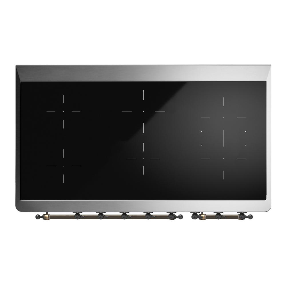 ILVE UMIB48QNR3AWB Majestic III 48 inch Induction Range with 6 Elements, 5.02 cu. ft. Total Oven Capacity (Solid Door, Antique White, Burnished)