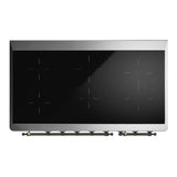 ILVE UMIB48QNR3AWB Majestic III 48 inch Induction Range with 6 Elements, 5.02 cu. ft. Total Oven Capacity (Solid Door, Antique White, Burnished)