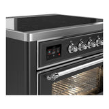 ILVE UMIB36NR3MGC Majestic III 36 inch Induction Range with 6 Elements, 3.5 cu. ft. Total Oven Capacity (Triple Glass Door, Graphite Matte, Chrome)