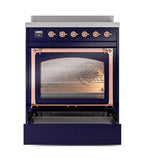 ILVE UNI304NMPMBP Nostalgie II Noblesse 30 inch Induction Range (Triple Glass Door, Midnight Blue, Copper)