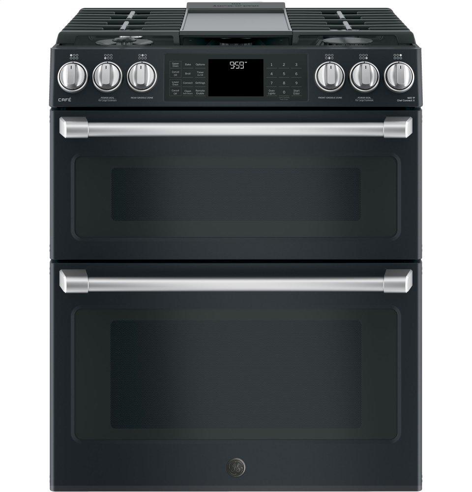 GE Café Series 30" Slide-In Front Control Gas Double Oven with Convection Range
