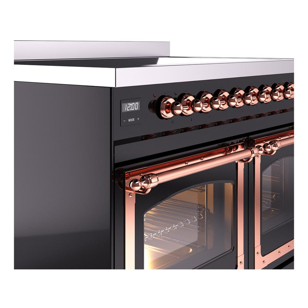 ILVE UNDI406NMPBKP Nostalgie II Noblesse 40 inch Induction Range (Triple Glass Door, Glossy Black, Copper)