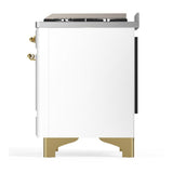 ILVE UMD40FNR3WHGLP Majestic III 40 inch Dual Fuel Range with 6 Burners and Griddle, Dual Function Burner up to 25,000 BTU (Liquid Propane, Triple Glass Door, White, Brass)