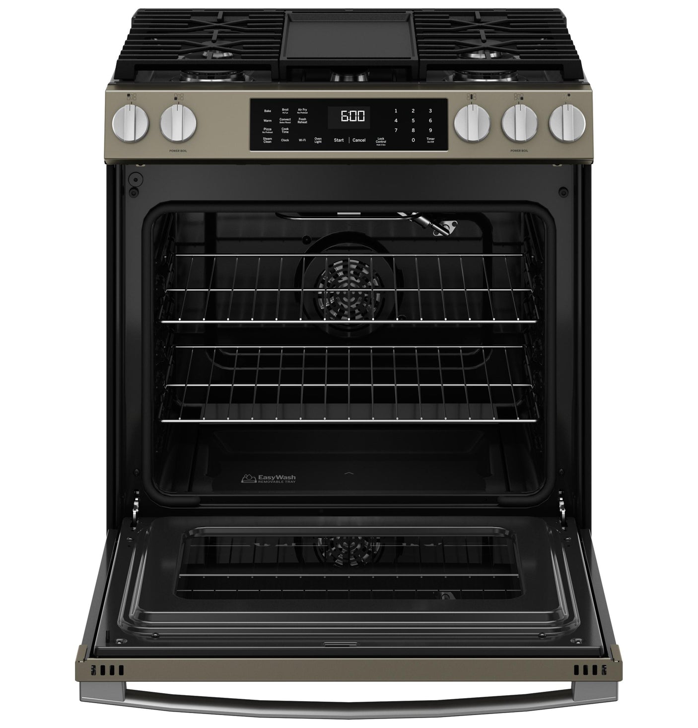 GE® 30" Slide-In Front-Control Convection Gas Range with No Preheat Air Fry and EasyWash™ Oven Tray