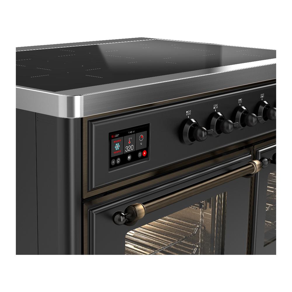 ILVE UMDIB40NR3MGB Majestic III 40 inch Induction Range with 6 Elements, 3.82 cu. ft. Total Oven Capacity (Triple Glass Door, Graphite Matte, Burnished)