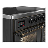 ILVE UMDIB40NR3MGB Majestic III 40 inch Induction Range with 6 Elements, 3.82 cu. ft. Total Oven Capacity (Triple Glass Door, Graphite Matte, Burnished)
