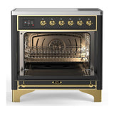 ILVE UMIB36QNR3MGG Majestic III 36 inch Induction Range with 6 Elements, 3.5 cu. ft. Total Oven Capacity (Solid Door, Graphite Matte, Brass)