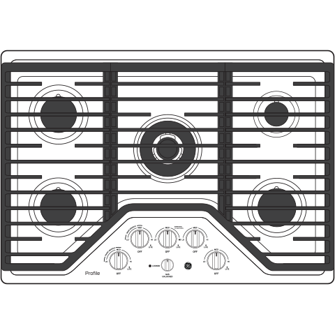 GE Profile™ 30" Built-In Tri-Ring Gas Cooktop with 5 Burners and Included Extra-Large Integrated Griddle