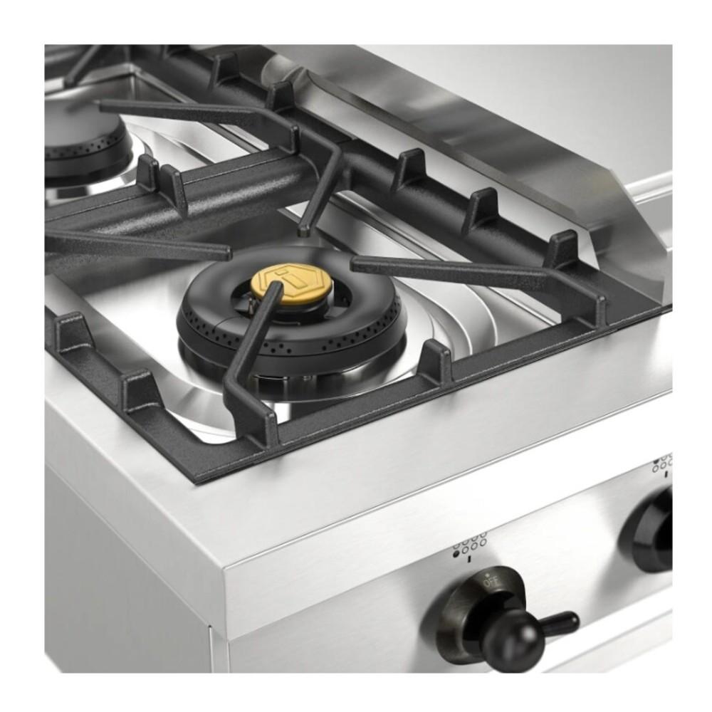 ILVE UHCP48FNSSB Nostalgie II 48 inch Built-In Gas Rangetop with Griddle, in Stainless Steel (Natural Gas, Burnished)