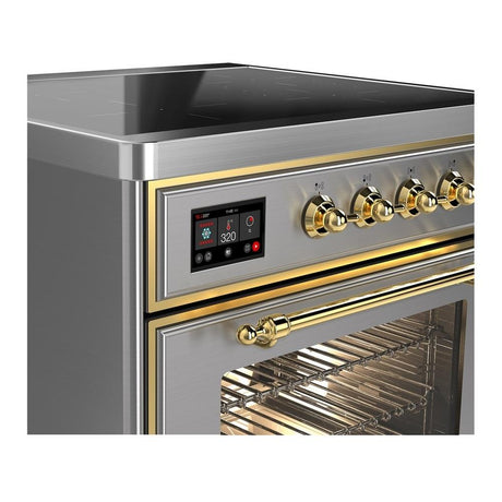 ILVE UMIB30NR3SSG Majestic III 30 inch Induction Range with 4 Elements, 4 cu. ft. Oven Capacity (Triple Glass Door, Stainless Steel, Brass)