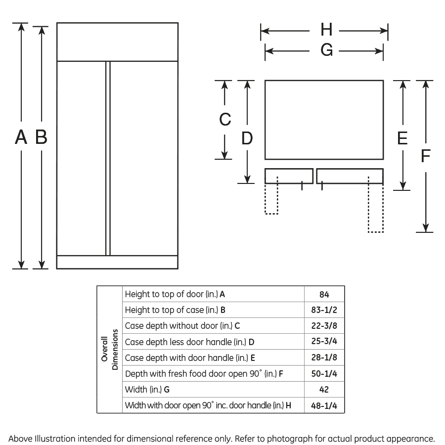 GE Profile™ Series 42" Built-In Side-by-Side Refrigerator with Dispenser