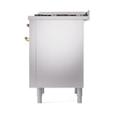 ILVE UN36FQNMPSSGLP Nostalgie II Noblesse 36 inch Dual Fuel Range (Liquid Propane, Solid Door, Stainless Steel, Brass)