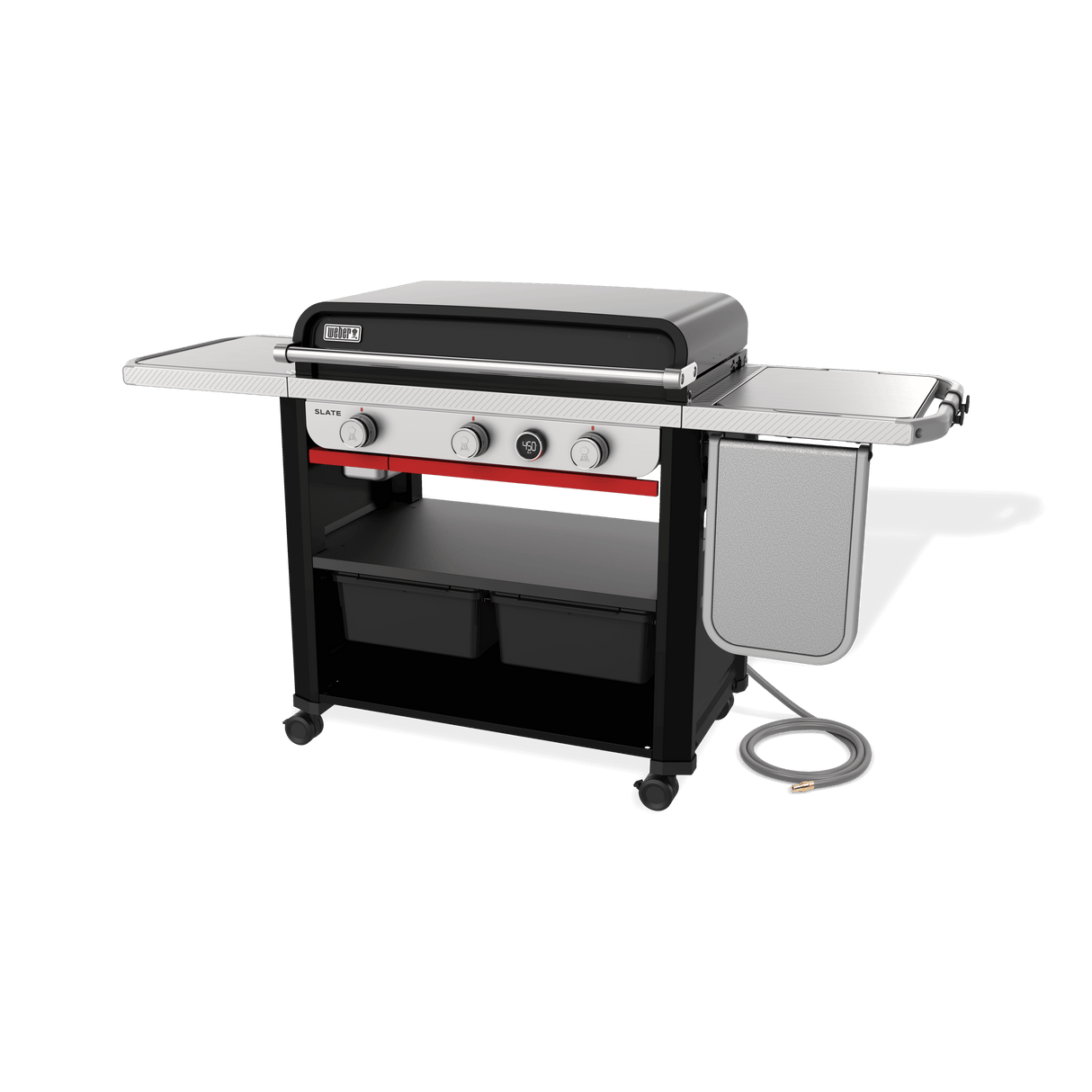 Slate® 30" Rust-Resistant Griddle with Extendable Side Table (Natural Gas) - Black