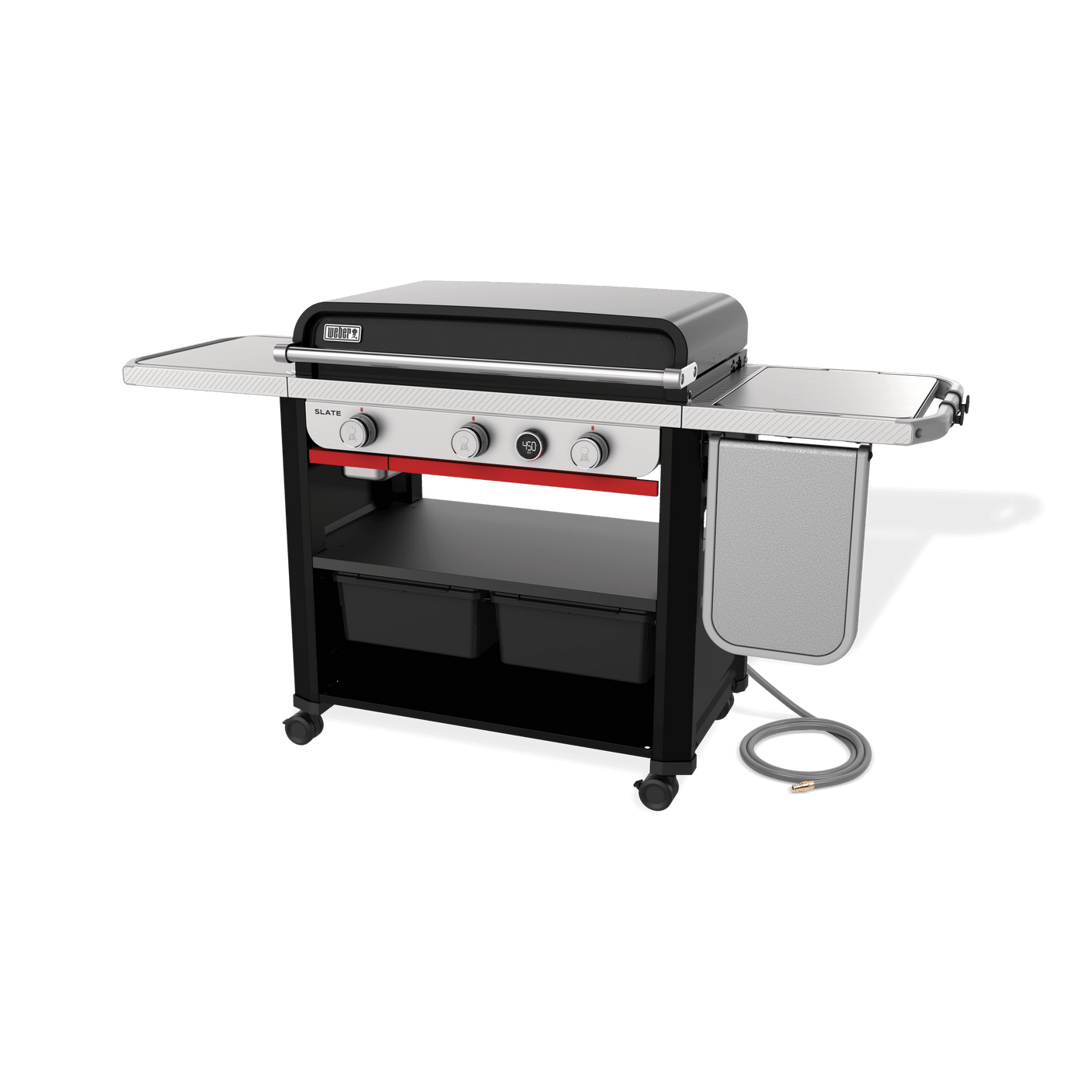 Slate® 30" Rust-Resistant Griddle with Extendable Side Table (Natural Gas) - Black