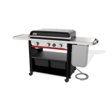 Slate® 30" Rust-Resistant Griddle with Extendable Side Table (Natural Gas) - Black