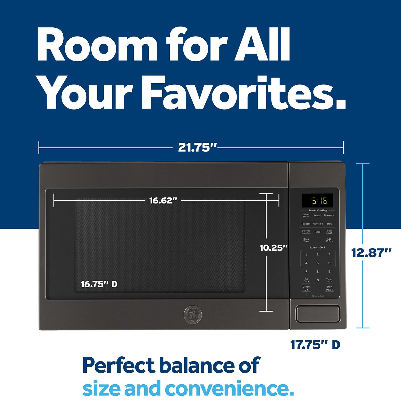 GE® 1.6 Cu. Ft. Countertop Microwave Oven
