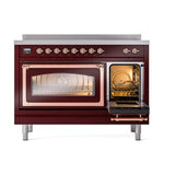 ILVE UNI486NMPBUP Nostalgie II Noblesse 48 inch Induction Range (Triple Glass Door, Burgundy, Copper)