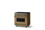 36"W. Sealed Burner Gas Range (Burner: 6b, Finish: Golden Hour, Trim: Brushed Brass, Fuel: Natural Gas)