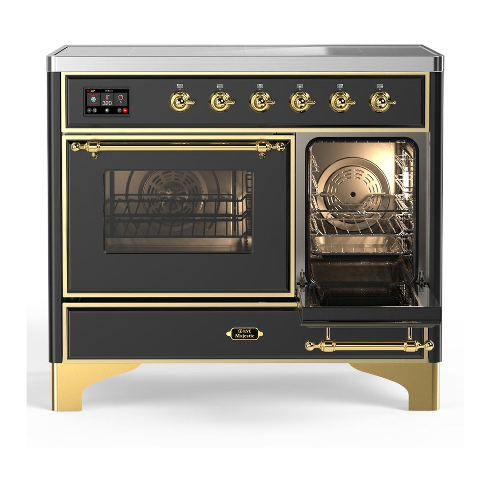 ILVE UMDIB40NR3MGG Majestic III 40 inch Induction Range with 6 Elements, 3.82 cu. ft. Total Oven Capacity (Triple Glass Door, Graphite Matte, Brass)