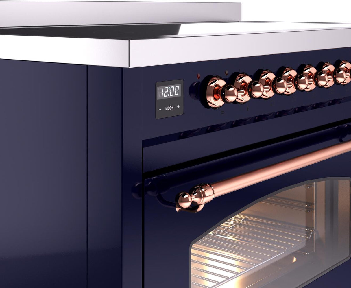 Nostalgie II 48 Inch Electric Freestanding Range in Blue with Copper Trim