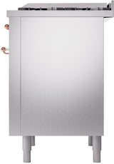Nostalgie II 36 Inch Dual Fuel Natural Gas Freestanding Range in Stainless Steel with Copper Trim