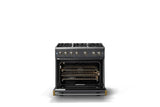 36"W. Sealed Burner Gas Range (Burner: 6b, Finish: Cast Black, Trim: Polished Chrome, Fuel: Propane)