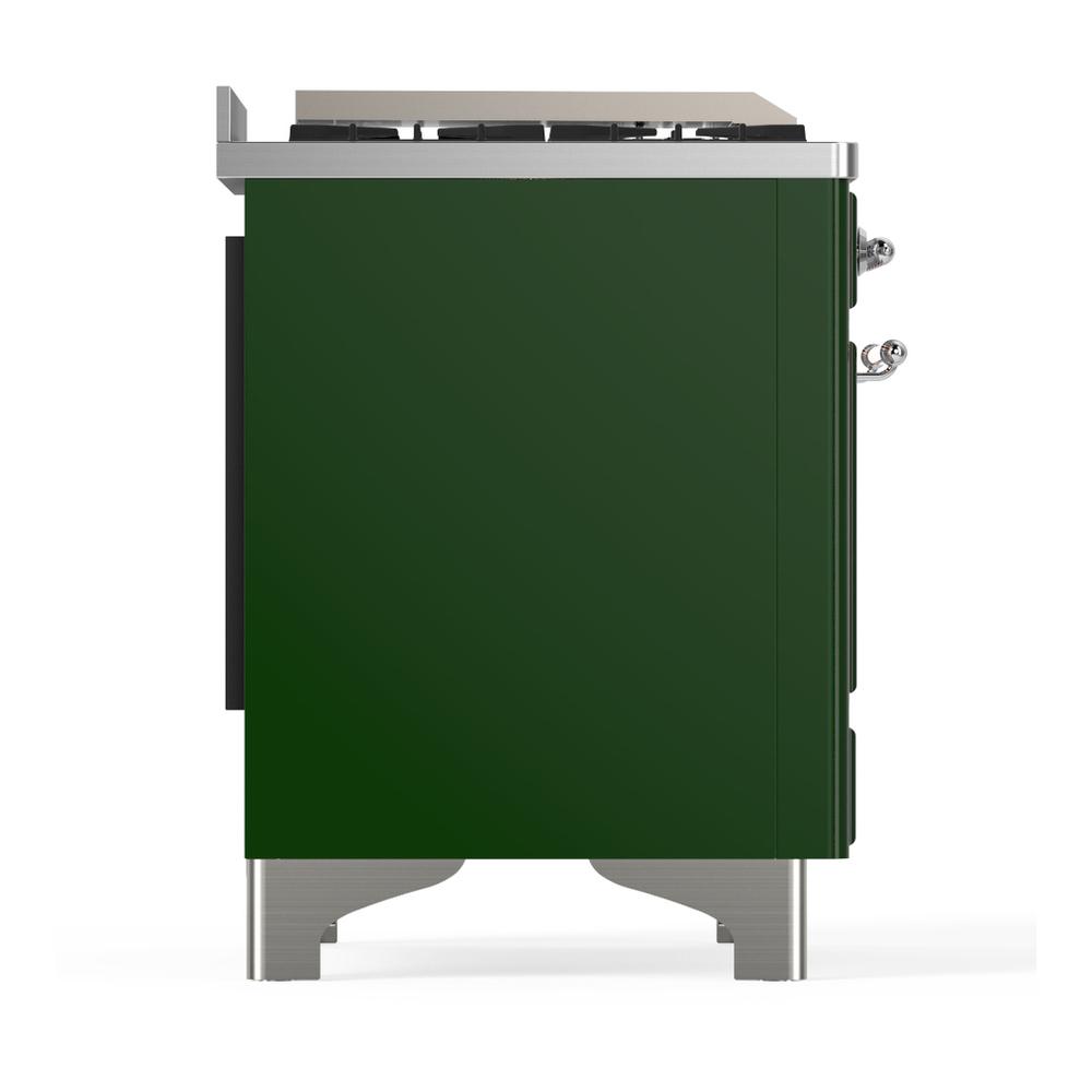 ILVE UM60FSNR3EGCLP Majestic III 60 inch Dual Fuel Range with 7 Burners, Griddle and French Top, Dual Function Burner with up to 25,000 BTU (Liquid Propane, Triple Glass Door, Emerald Green, Chrome)