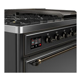 ILVE UM48FQNR3MGBLP Majestic III 48 inch Dual Fuel Range with 8 Burners and Griddle, Dual Function Burner up to 25,000 BTU (Liquid Propane, Solid Door, Graphite Matte, Burnished)